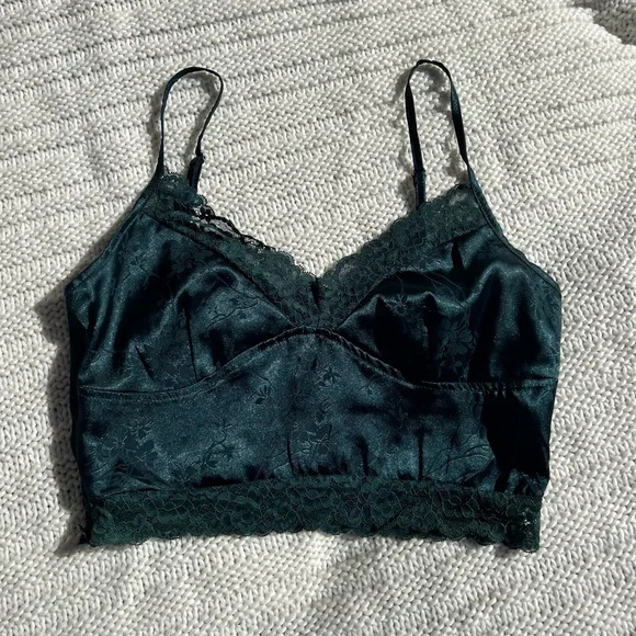 Satin & Lace, Teal Tank Top, Size M - Picture 2 of 4